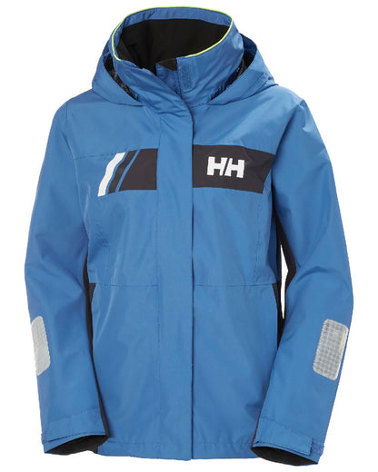 Azurite coloured Helly Hansen Womens Newport Inshore Sailing Jacket on white background 