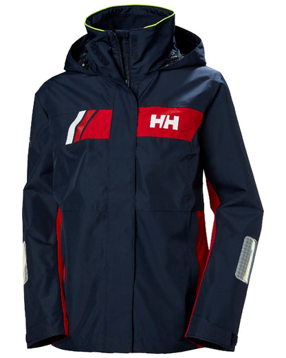 Navy coloured Helly Hansen Womens Newport Inshore Sailing Jacket on white background 