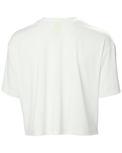 White coloured Helly Hansen Womens Ocean Cropped T-Shirt on white background 