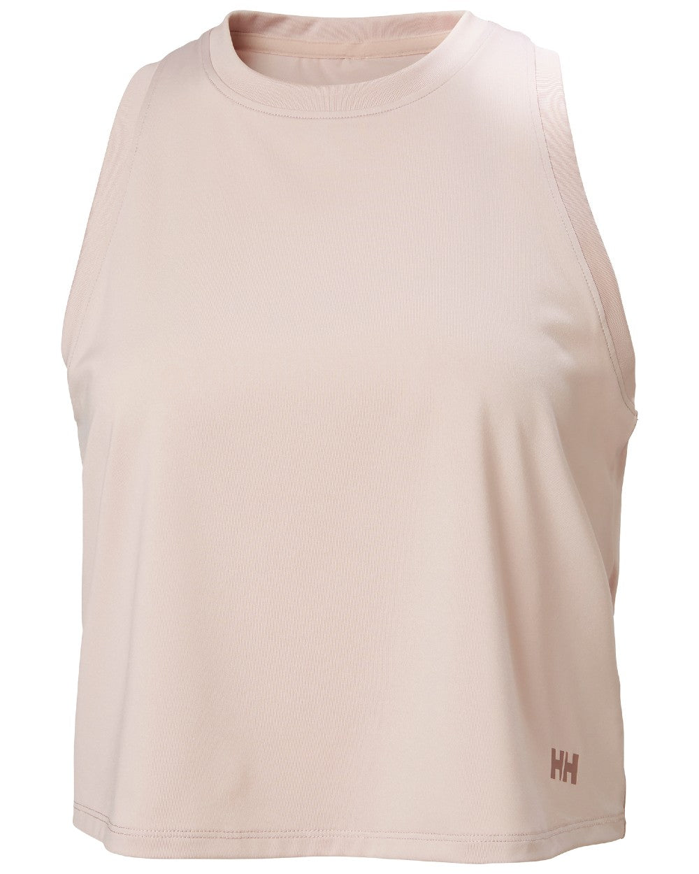 Pink Cloud coloured Helly Hansen Womens Ocean Cropped Tank Top on white background 