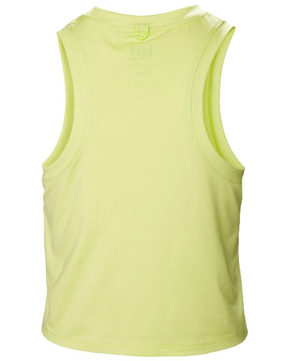 Sunny Lime coloured Helly Hansen Womens Ocean Cropped Tank Top on white background 