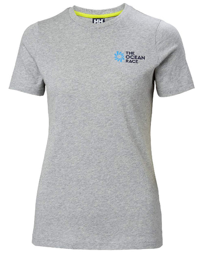 Grey Melange li coloured Helly Hansen Womens Ocean Race T-Shirt on white background 