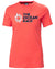 Hot Coral coloured Helly Hansen Womens Ocean Race T-Shirt on white background #colour_hot-coral