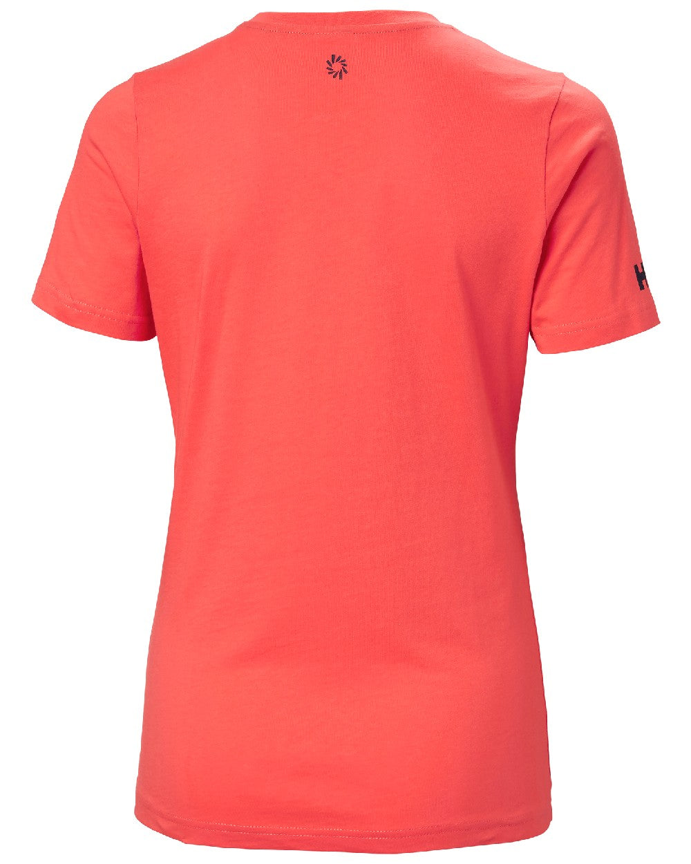 Hot Coral coloured Helly Hansen Womens Ocean Race T-Shirt on white background 