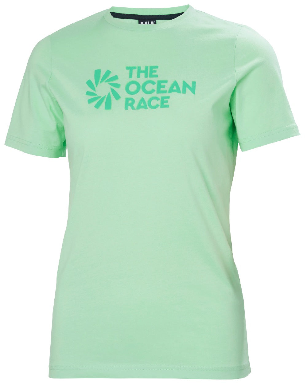 Mint coloured Helly Hansen Womens Ocean Race T-Shirt on white background 