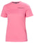 Pink carnation coloured Helly Hansen Womens Ocean Race T-Shirt on white background #colour_pink-carnation