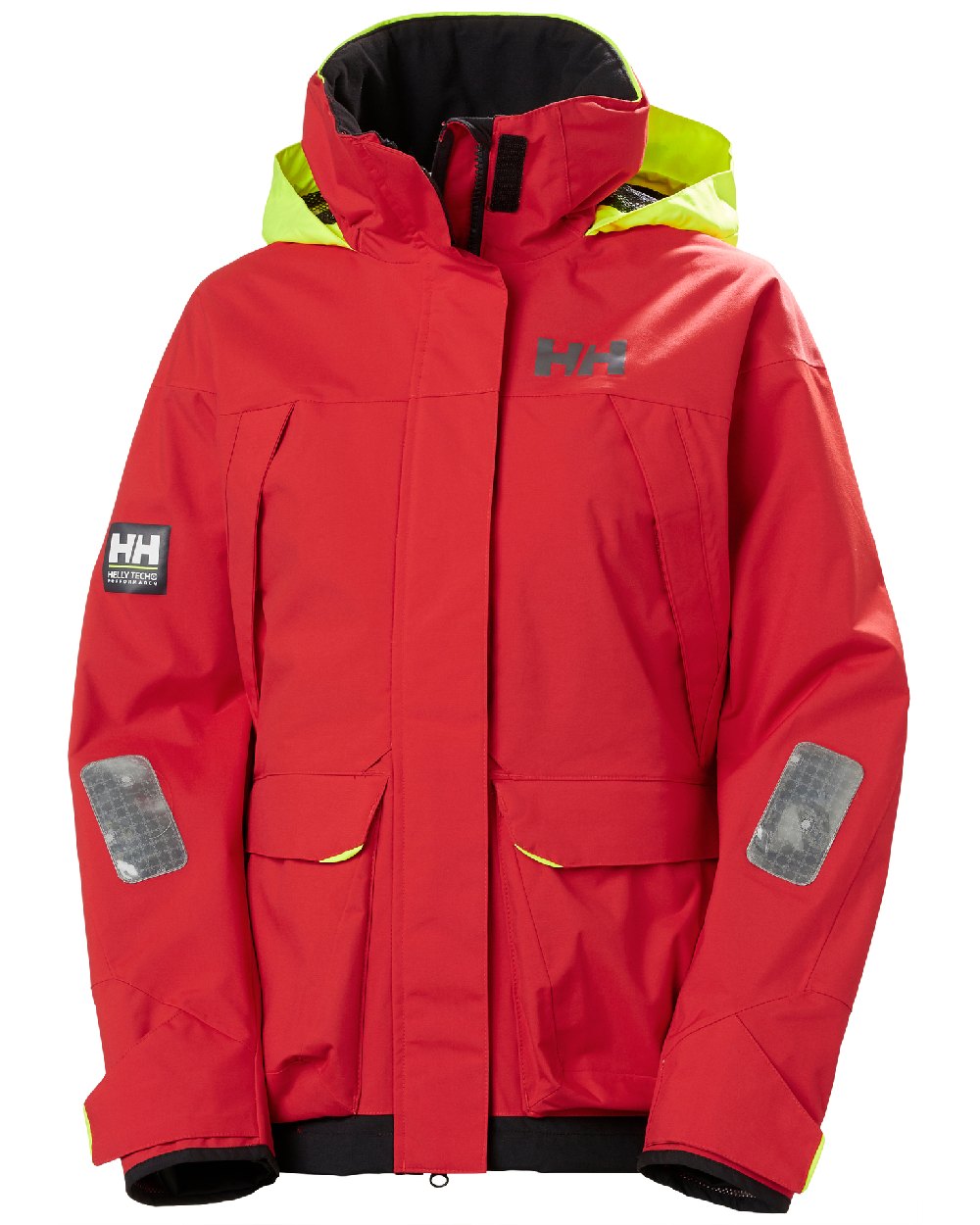 Alert Red coloured Helly Hansen Womens Pier 3.0 Coastal Sailing Jacket on white background 