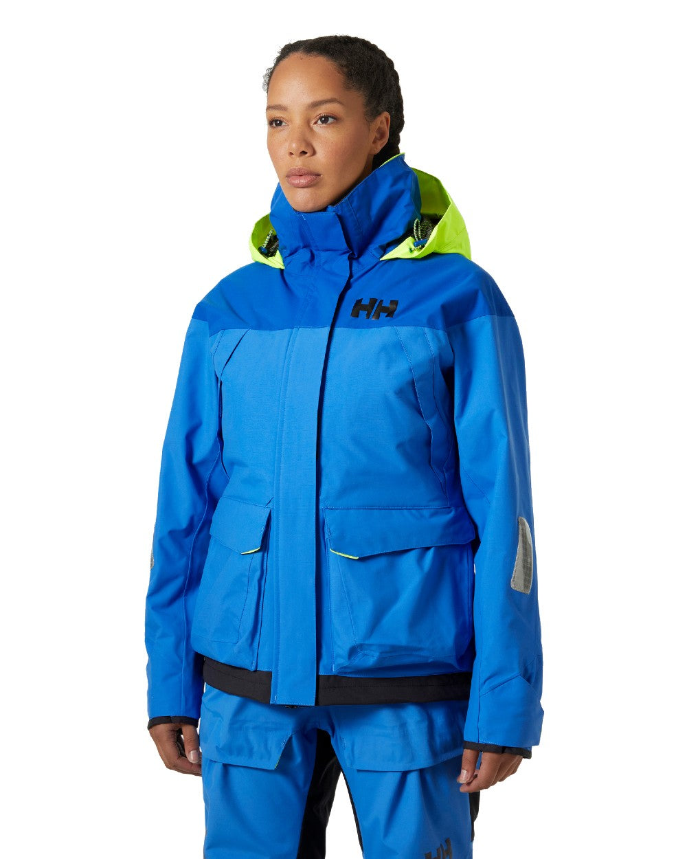 Ultra Blue coloured Helly Hansen Womens Pier 3.0 Coastal Sailing Jacket on white background 