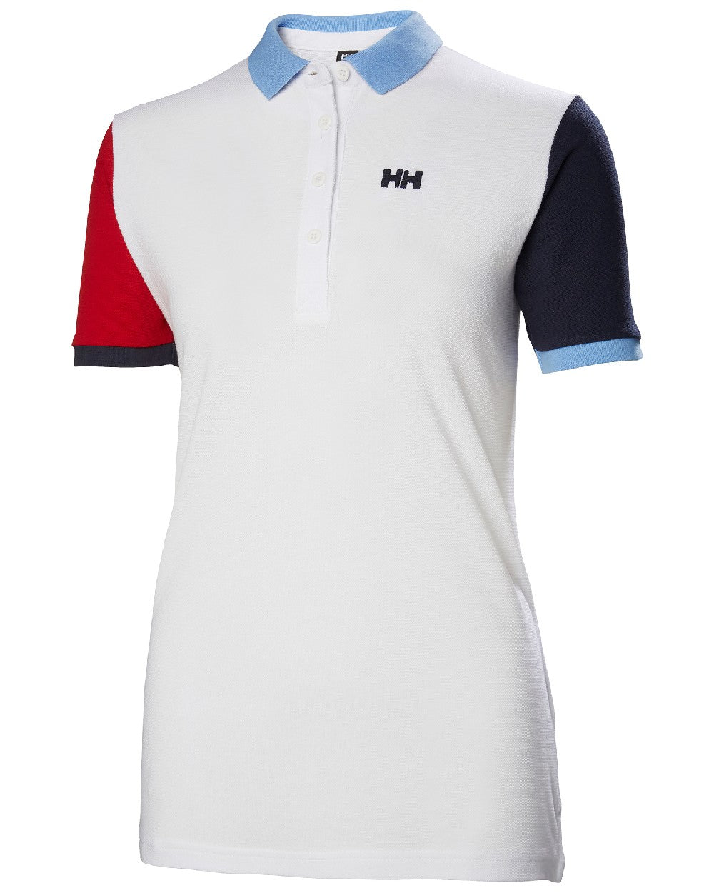 White coloured Helly Hansen Womens Pier Pique Polo Shirt on white background 
