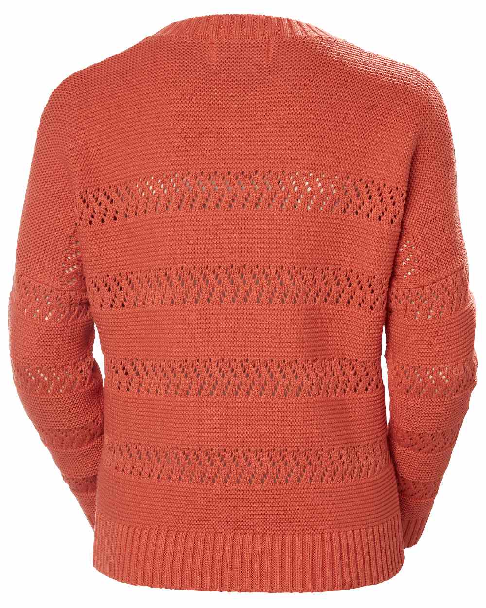 Terracotta coloured Helly Hansen Womens Pier Pointelle Sweater on white background 