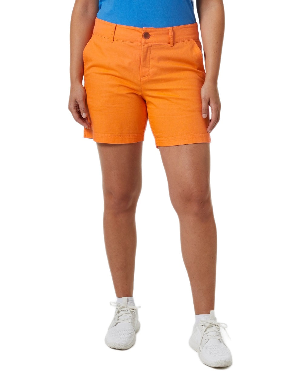 Orange Coloured Helly Hansen Womens Pier Shorts on White Background
