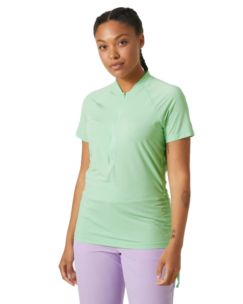 Mint coloured Helly Hansen Womens Siren Half Zip Quick Dry T-Shirt on white background 