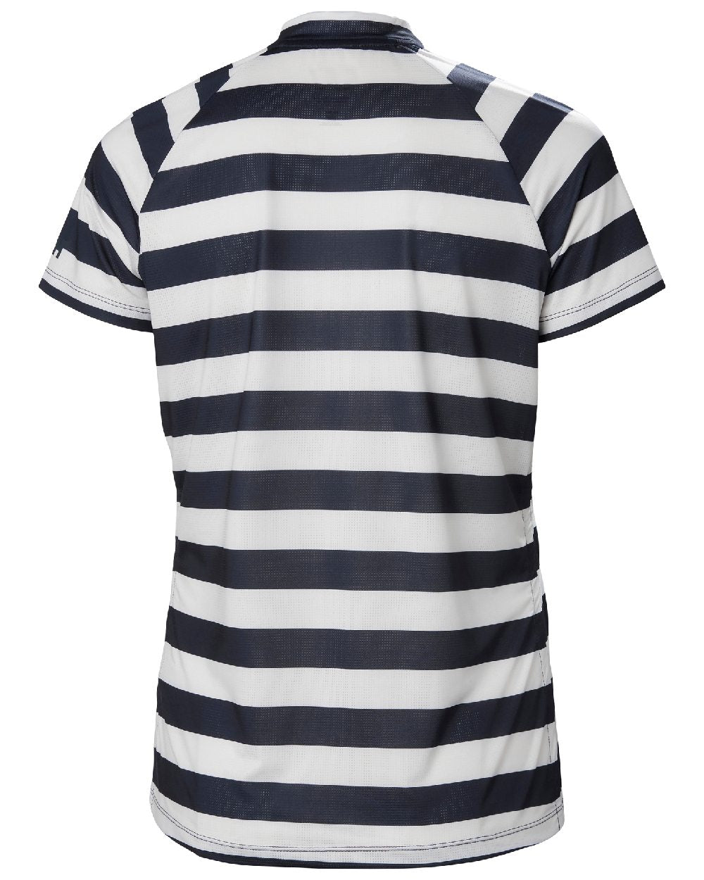 Navy Stripe coloured Helly Hansen Womens Siren Half Zip Quick Dry T-Shirt on white background 