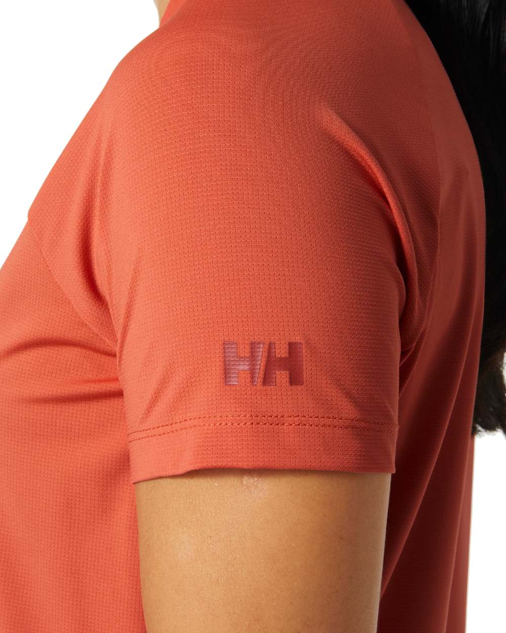 Terracotta coloured Helly Hansen Womens Siren Half Zip Quick Dry T-Shirt on white background 