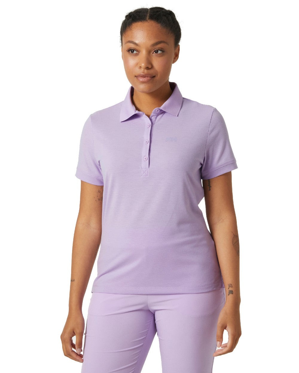 Lilatech coloured Helly Hansen Womens Siren Quick Dry Polo T-shirt on white background 