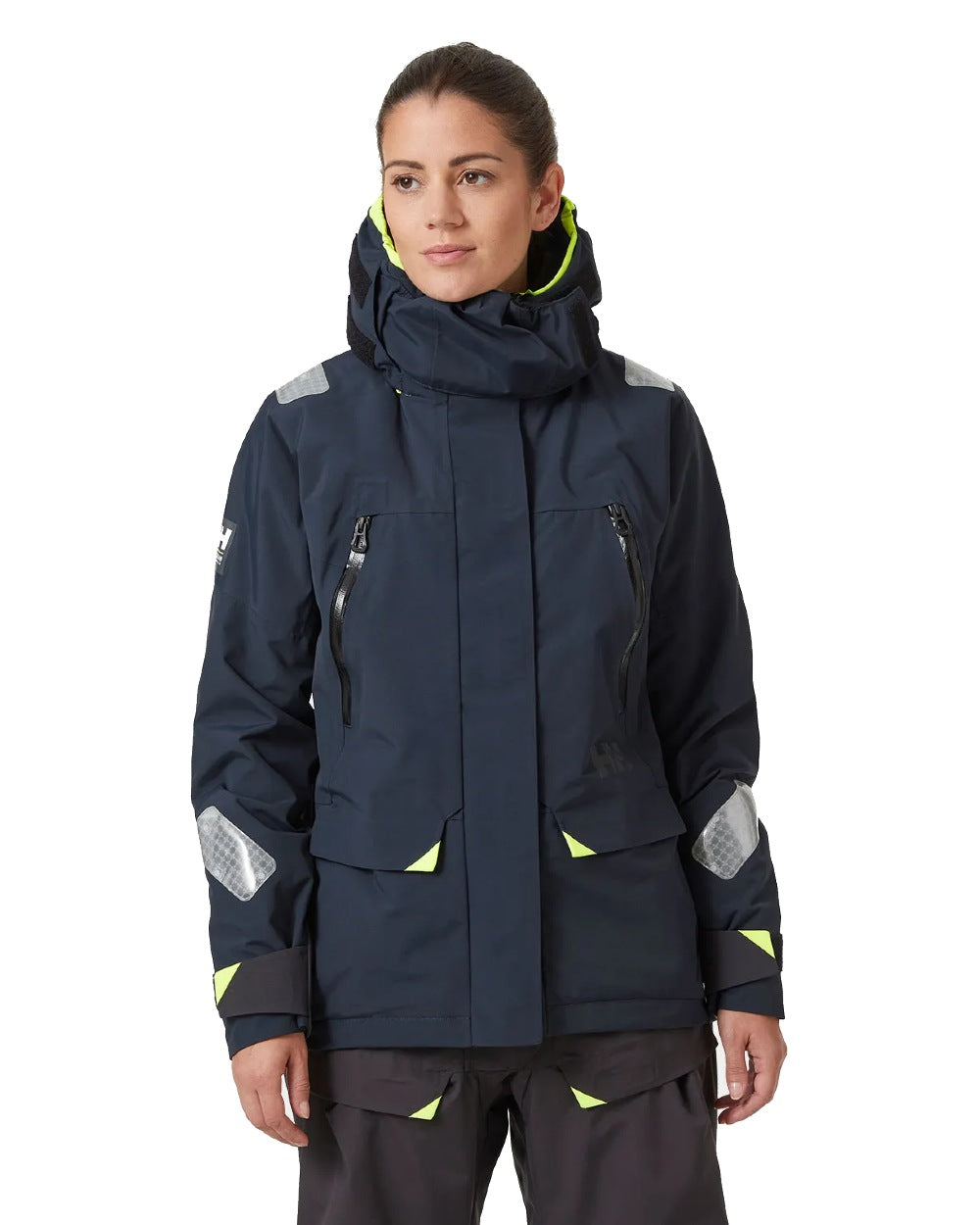 Navy coloured Helly Hansen Womens Skagen Offshore Sailing Jacket on white background 