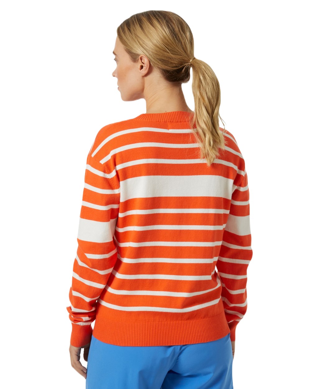 Flame Stripe Coloured Helly Hansen Womens Skagen Sweater 2.0 On A White Background 