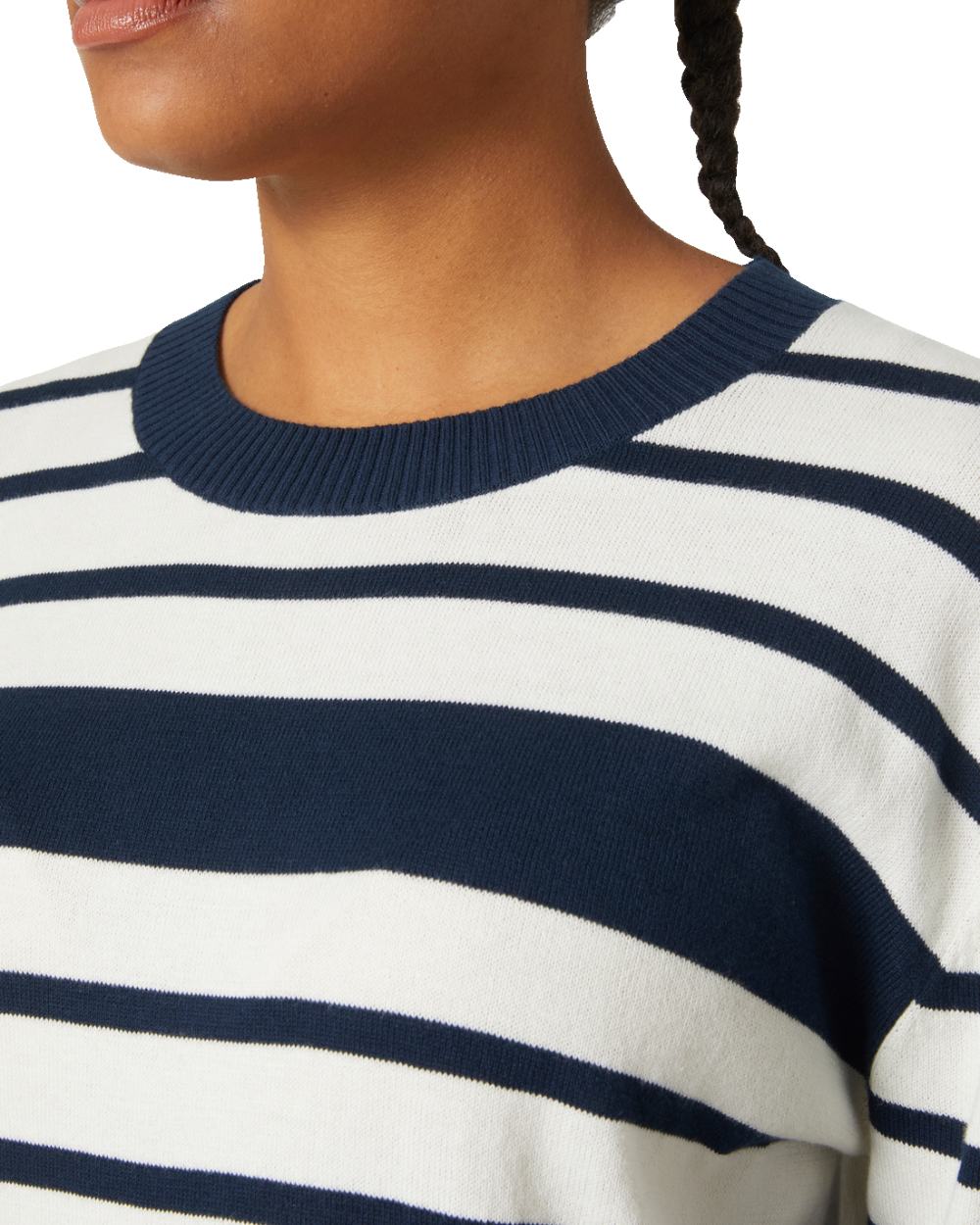 Navy Stripe Coloured Helly Hansen Womens Skagen Sweater 2.0 On A White Background 