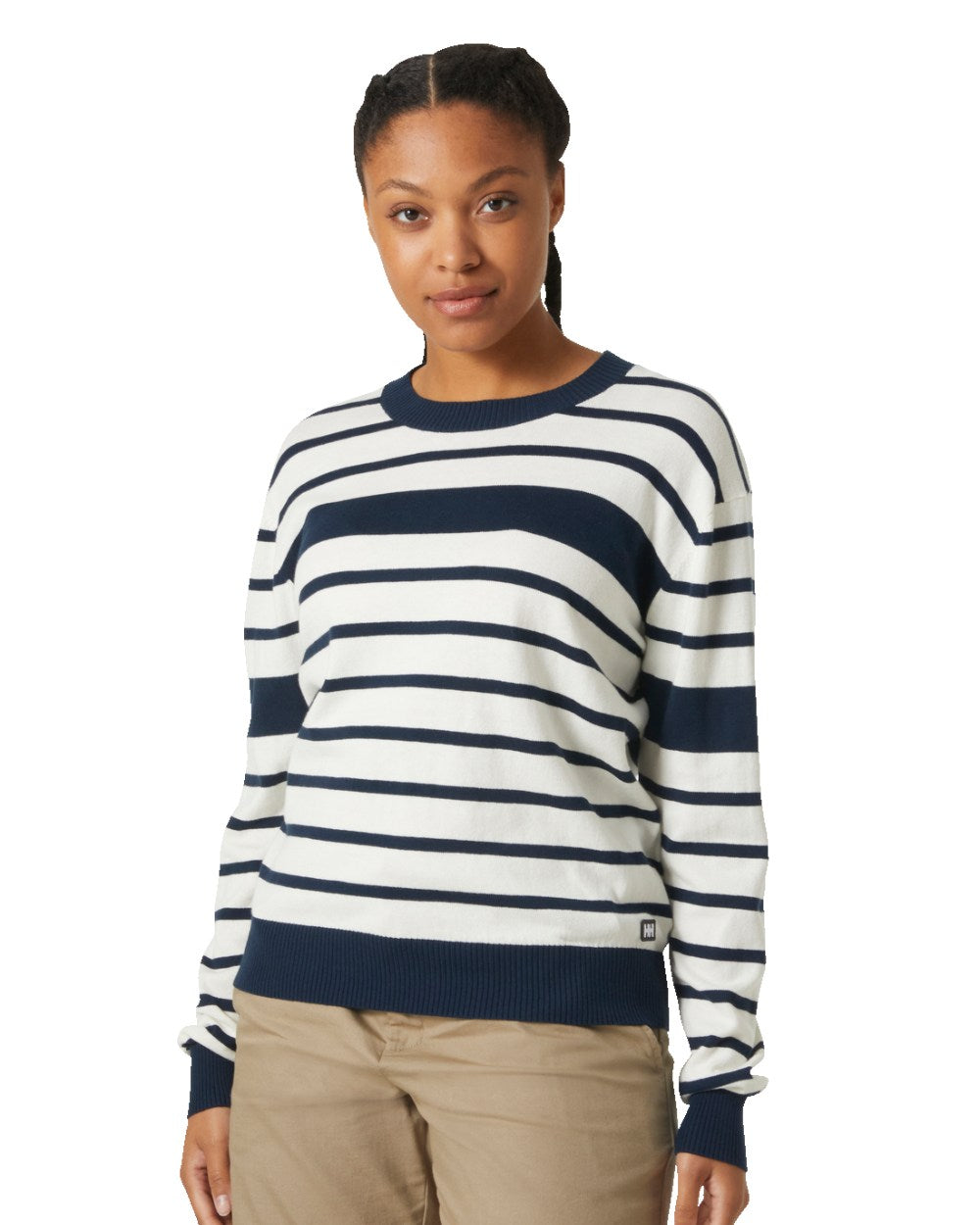 Navy Stripe Coloured Helly Hansen Womens Skagen Sweater 2.0 On A White Background 