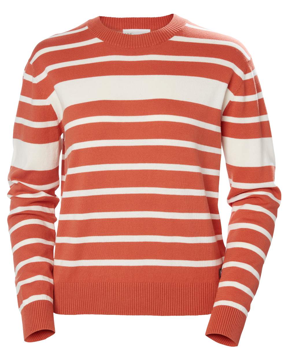 Terracotta Stripe Coloured Helly Hansen Womens Skagen Sweater 2.0 On A White Background 