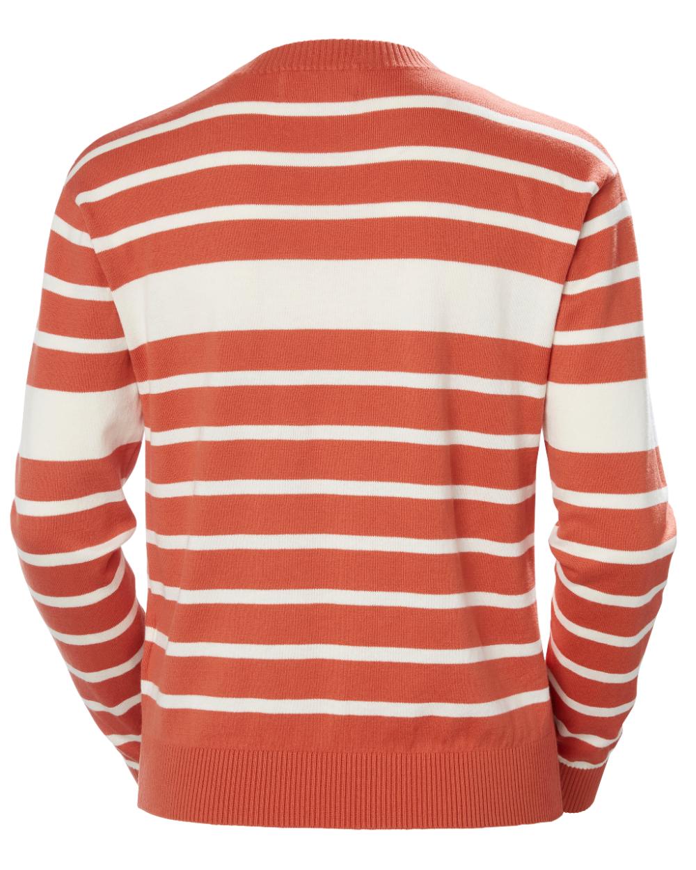 Terracotta Stripe Coloured Helly Hansen Womens Skagen Sweater 2.0 On A White Background 