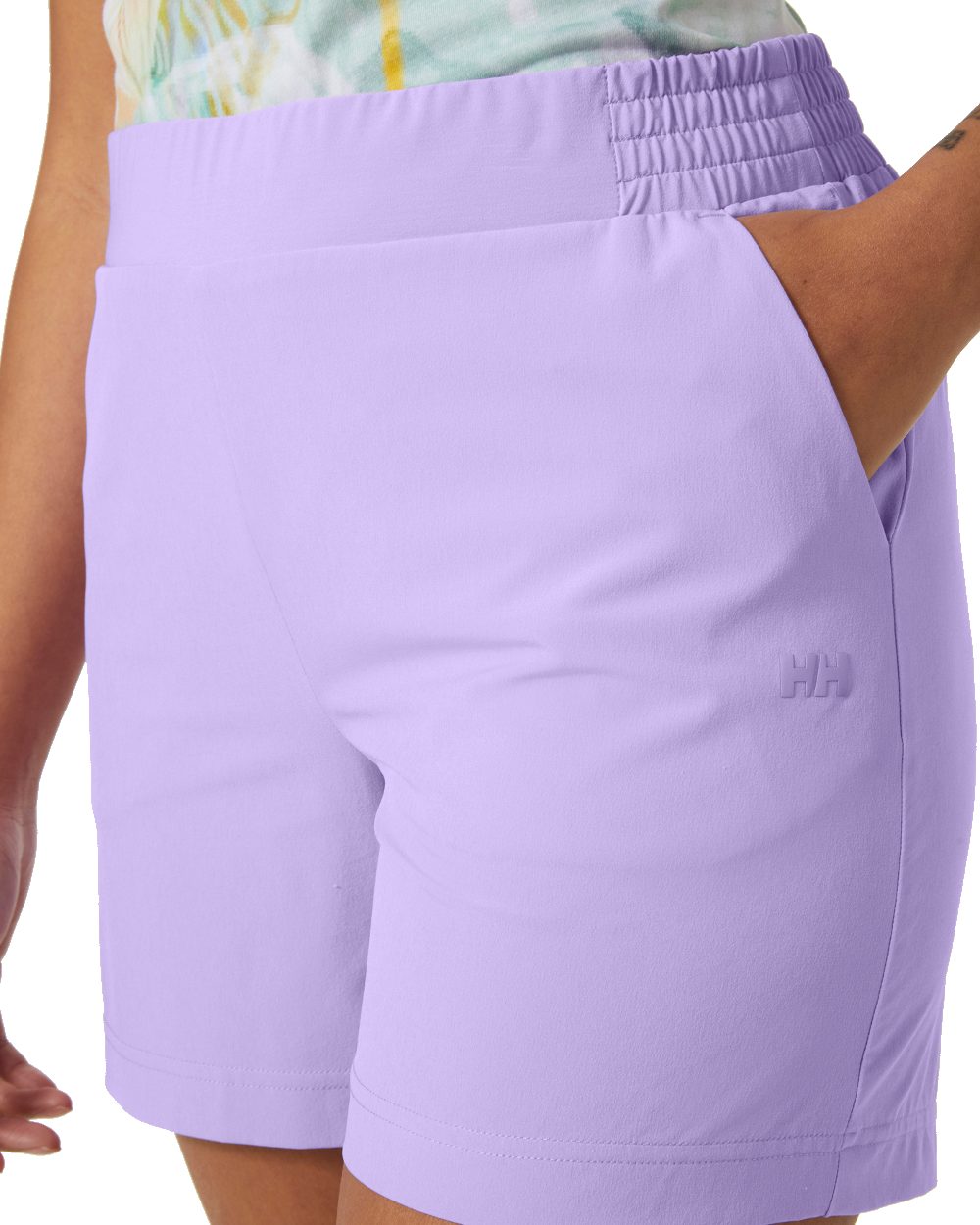 Heather coloured Helly Hansen womens thalia shorts 2.0 on white background 