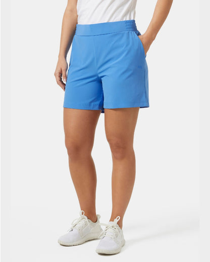 Ultra Blue coloured Helly Hansen womens thalia shorts 2.0 on grey background 