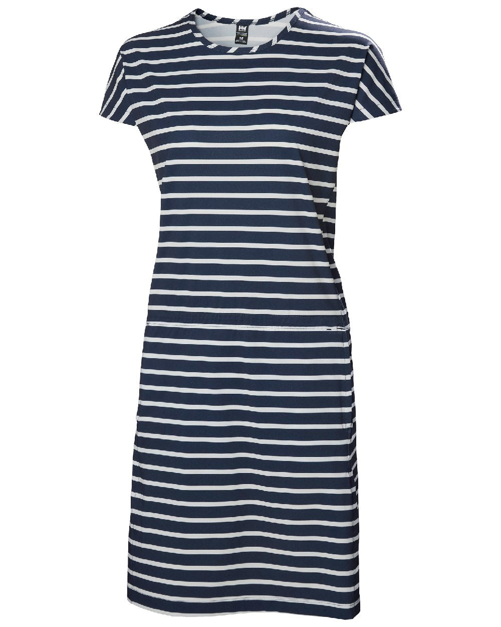 Striped Navy coloured Helly Hansen Womens Thalia Summer Dress 2.0 on white background 