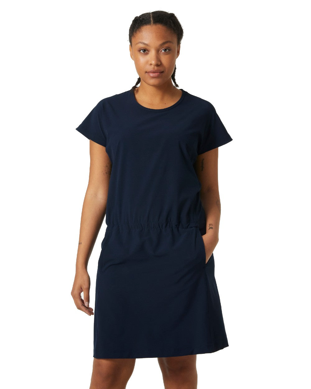 Navy coloured Helly Hansen Womens Thalia Summer Dress 2.0 on white background 