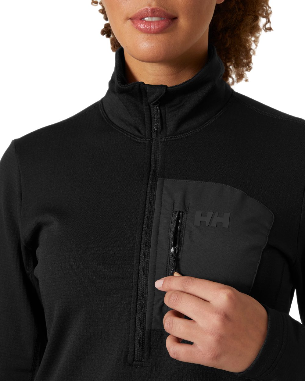 Black Coloured Helly Hansen Womens Versalite Half Zip Fleece on White Background
