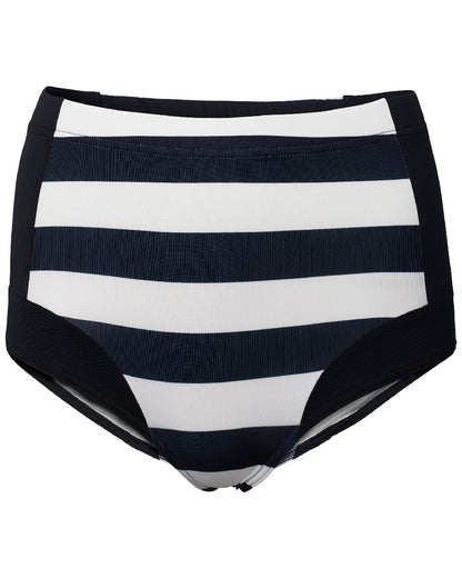 Navy Stripe coloured Helly Hansen Womens Waterwear High Waist Bottom on white background 