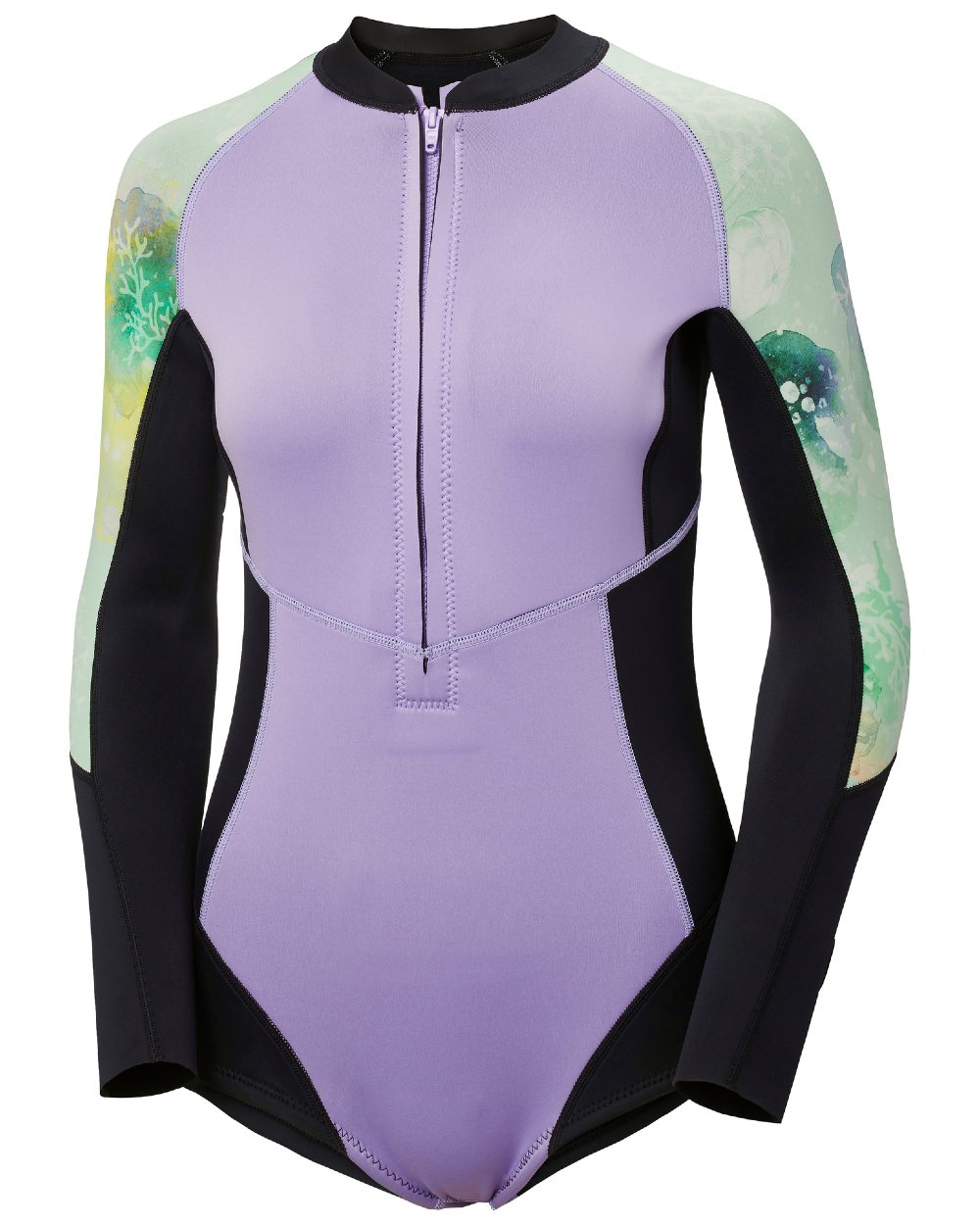 Jade Esra coloured Helly Hansen Womens Waterwear Long Sleeve Wetsuit on white background 