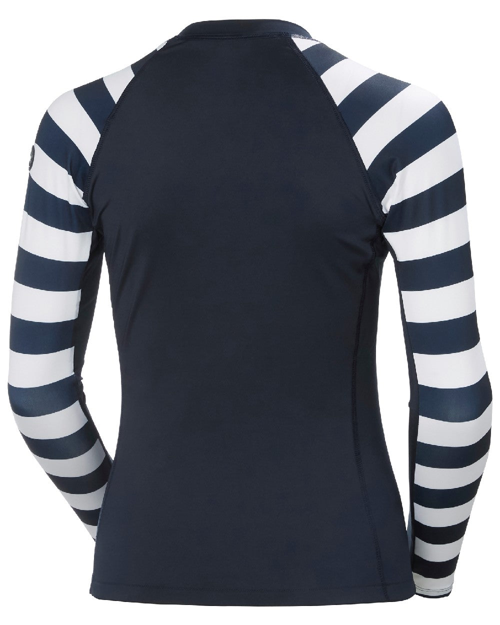 Navy Stripe coloured Helly Hansen Womens Waterwear Rashguard on white background 