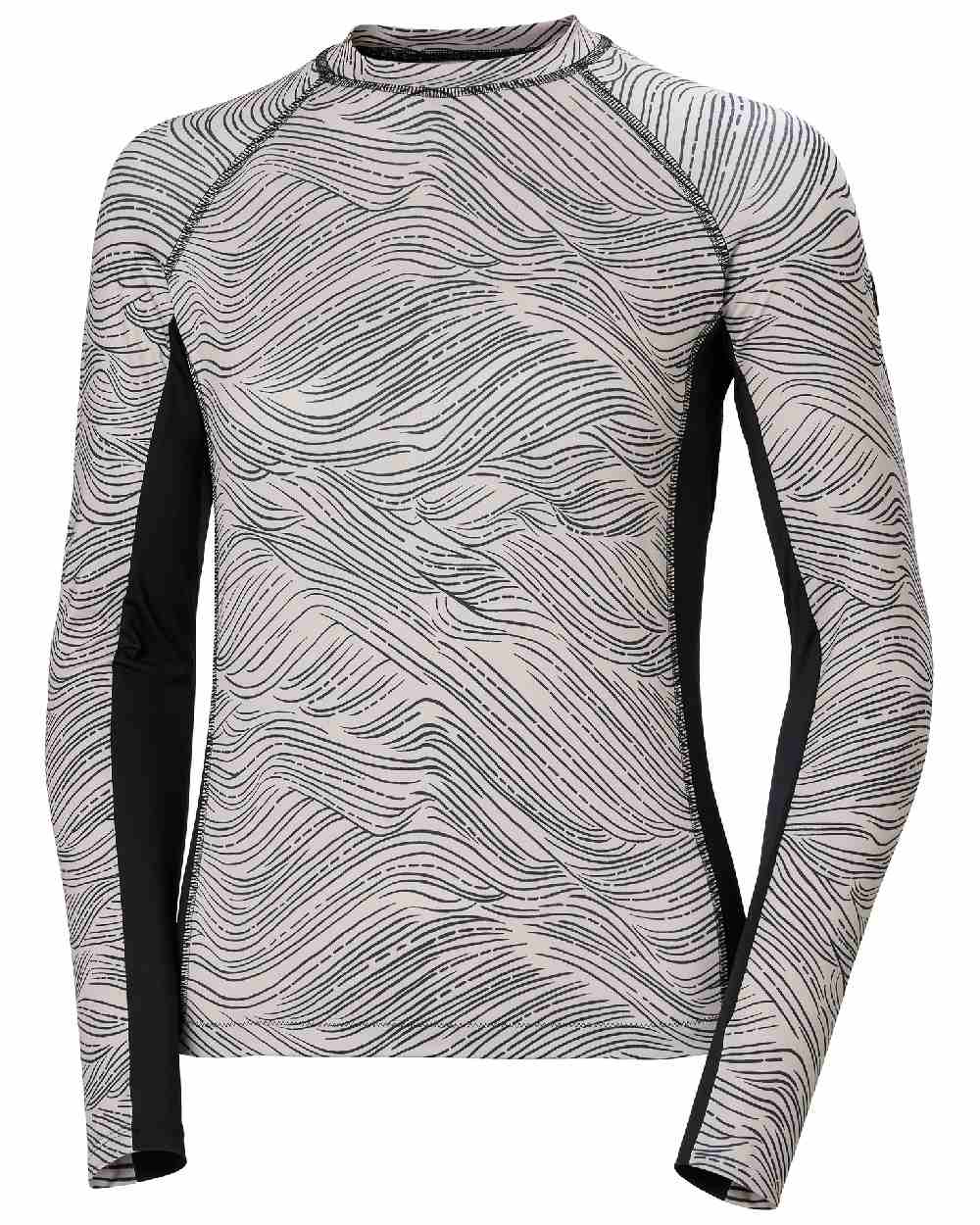 Pink Cloud Wave coloured Helly Hansen Womens Waterwear Rashguard on white background 