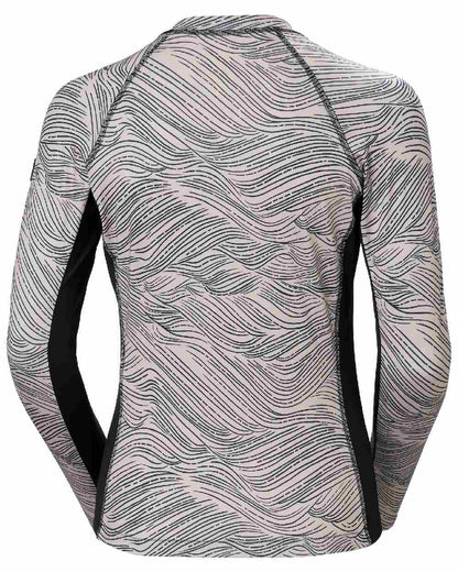 Pink Cloud Wave coloured Helly Hansen Womens Waterwear Rashguard on white background 