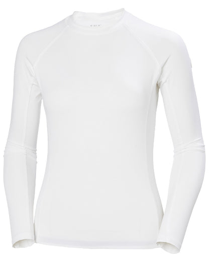 White coloured Helly Hansen Womens Waterwear Rashguard on white background 