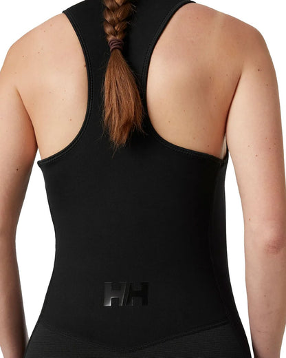 Black coloured Helly Hansen Womens Waterwear Salopette 2.0 on white background 