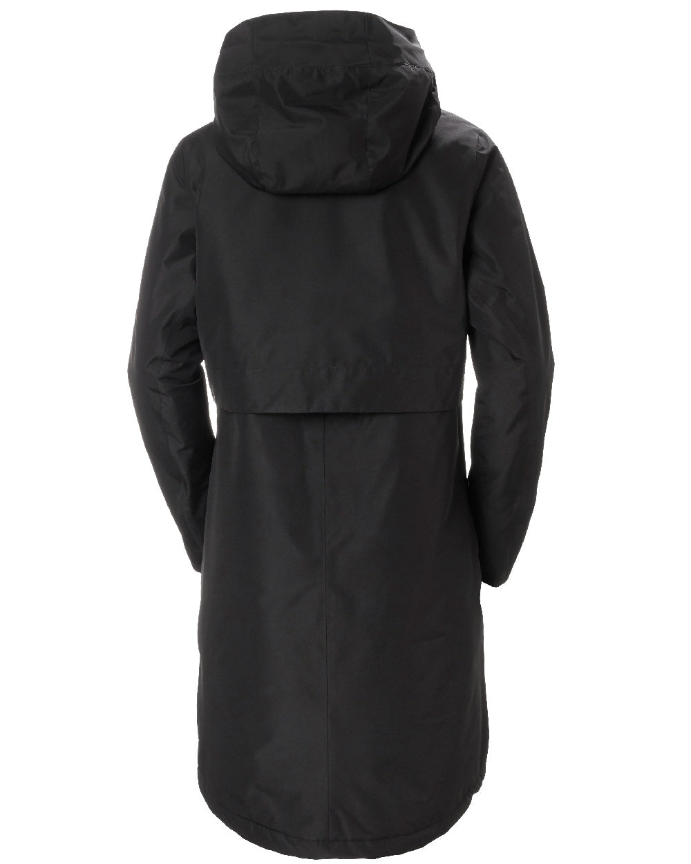 Black coloured Helly Hansen Womens Aspire Rain Coat on white background 