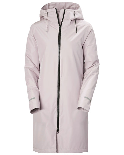 Dusty Syrin coloured Helly Hansen Womens Aspire Rain Coat on white background 