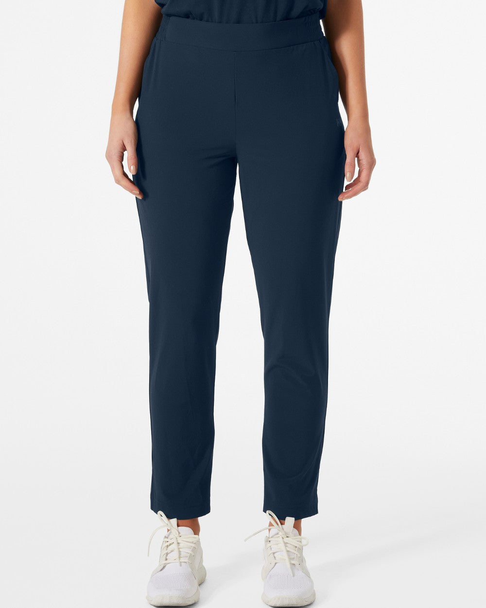 Navy coloured Helly Hansen Womens Thalia Pant 2.0 on grey background 