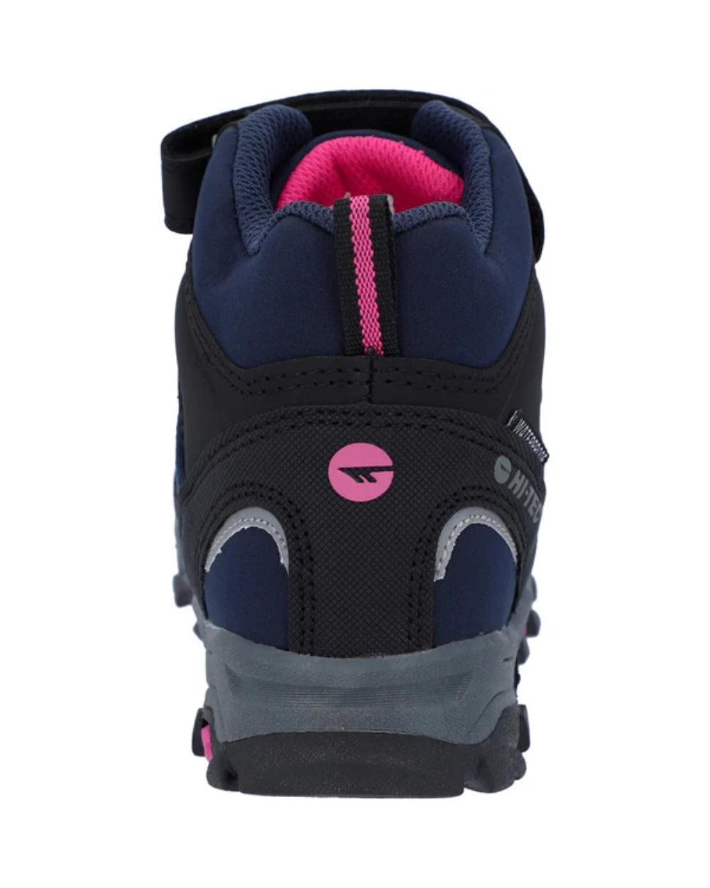 Navy Coloured Hi-Tec Childrens Blackout Mid Boots On A White Background 