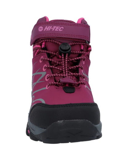 Pink Coloured Hi-Tec Childrens Blackout Mid Boots On A White Background 