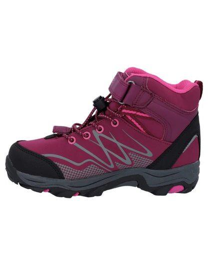 Pink Coloured Hi-Tec Childrens Blackout Mid Boots On A White Background 