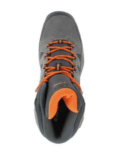 Charcoal Graphite Burnt Orange Coloured Hi-Tec Bandera Lite II Waterproof Hiking Boots On A White Background