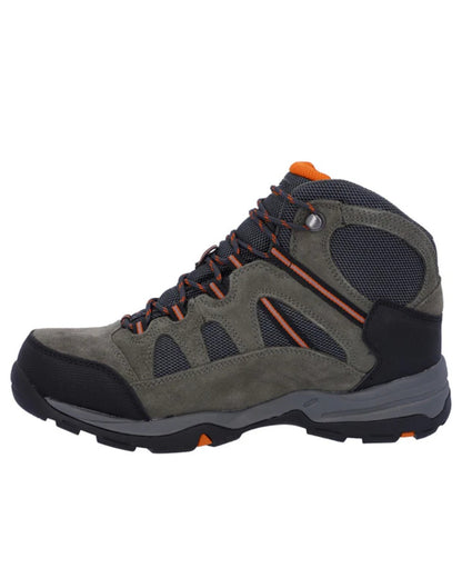 Charcoal Graphite Burnt Orange Coloured Hi-Tec Bandera Lite II Waterproof Hiking Boots On A White Background