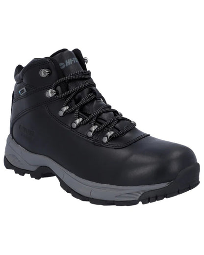 Black Coloured Hi-Tec Eurotrek Lite Waterproof Hiking Boots On A White Background 