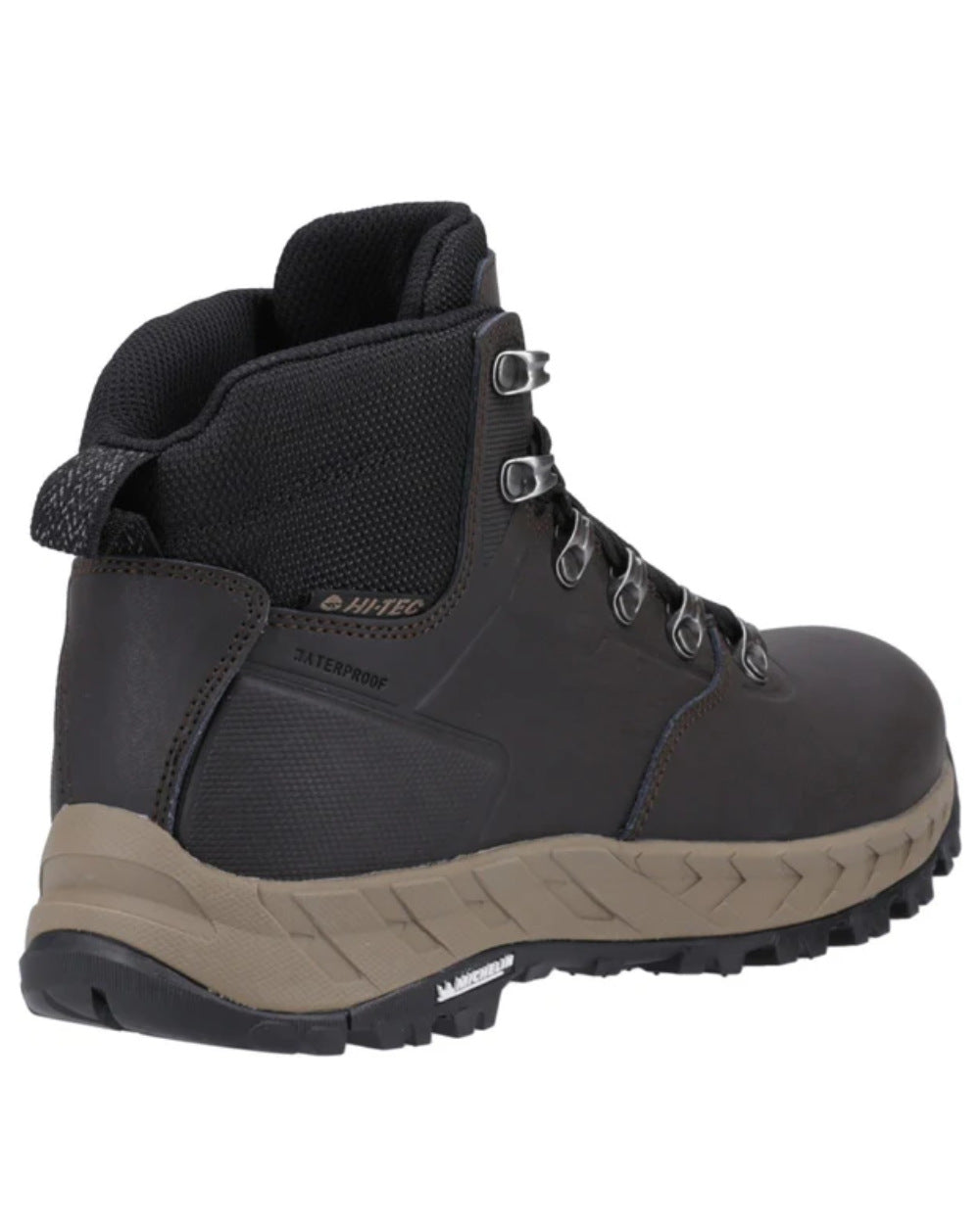 Chocolate Coloured Hi-Tec Mens Altitude VII WP Hiking Boots On A White Background