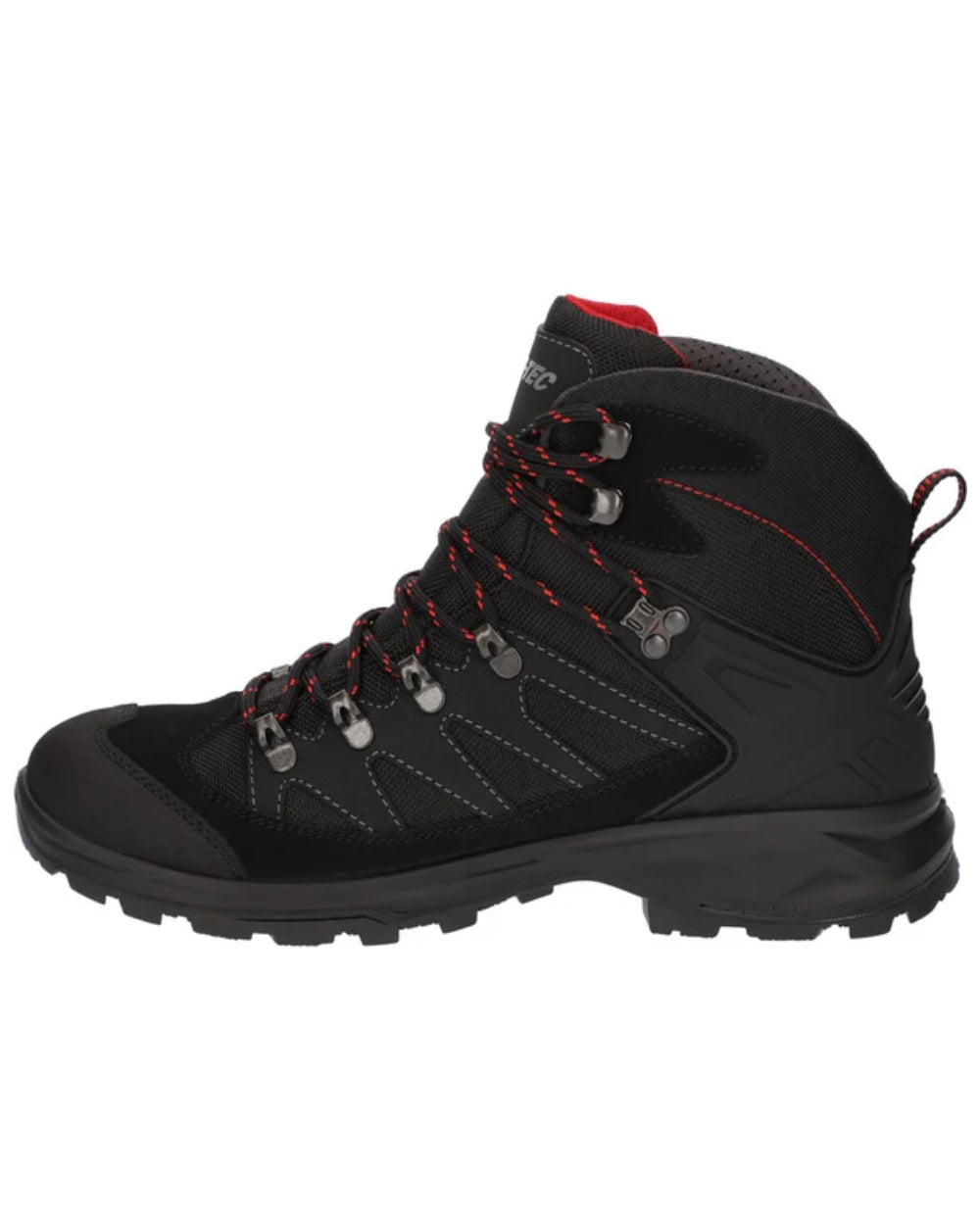 Charcoal Red Coloured Hi-Tec Mens Clamber Boots On A White Background