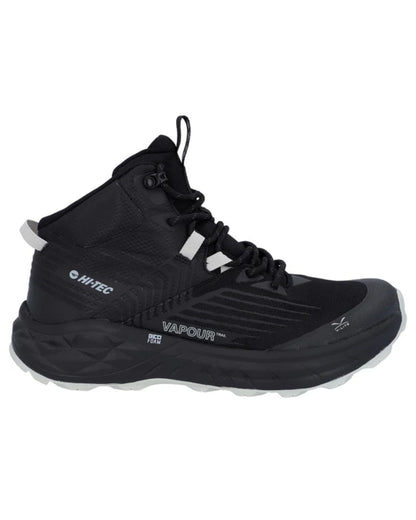 Black Grey Coloured Hi-Tec Mens Fuse Trail Mid Waterproof Trainers On A White Background 