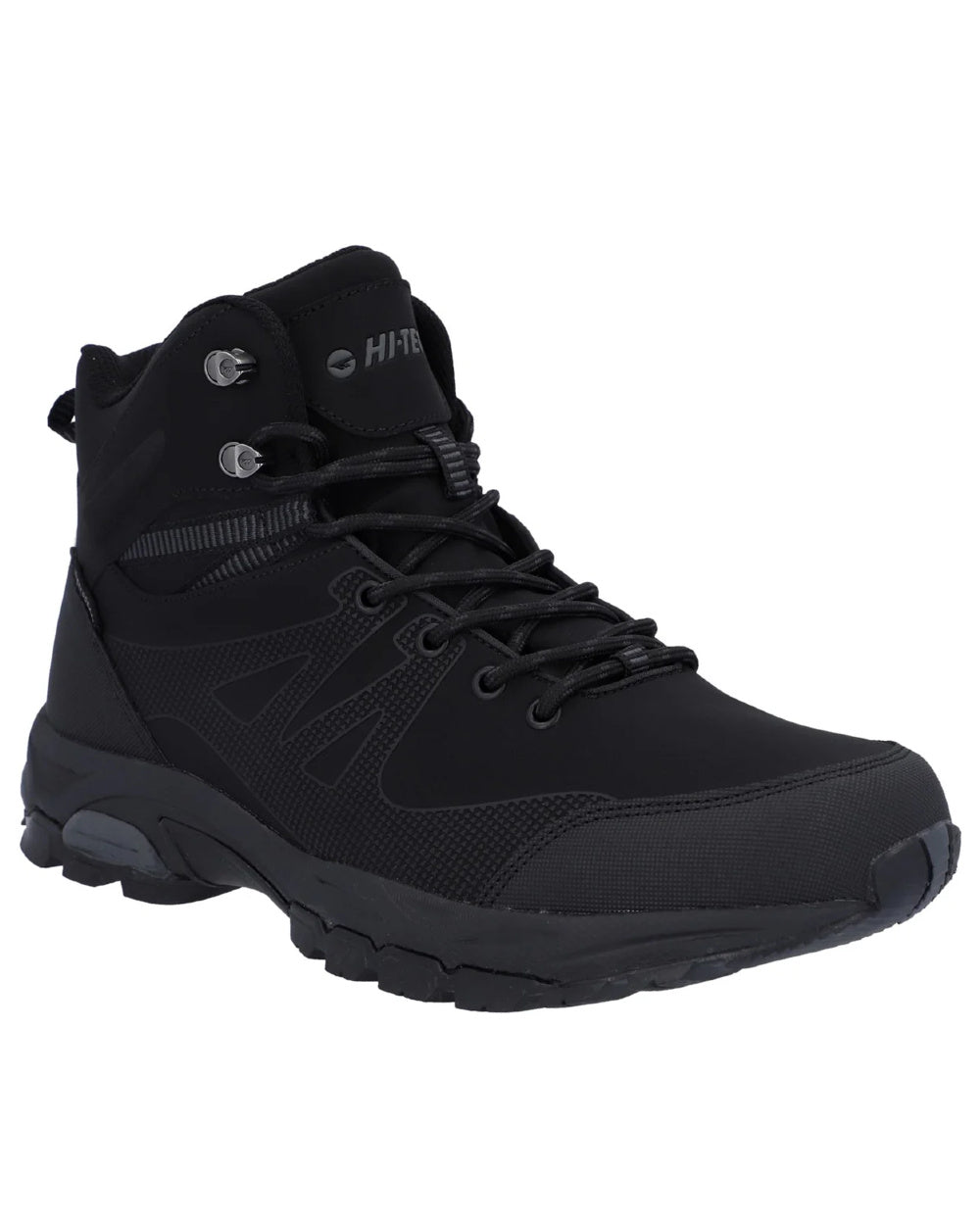 Black Coloured Hi-Tec Mens Jackdaw Mid Waterproof Boots On A White Background